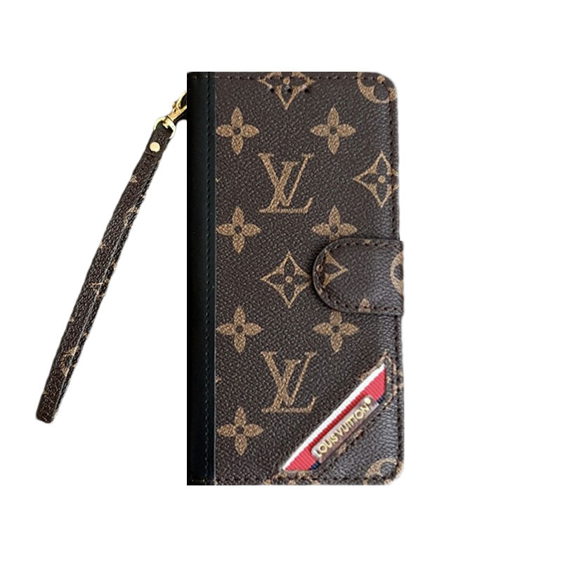 Monogram iPhone Case with Wallet Leather Flip Case with Card Holders