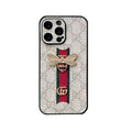 Classic Leather GG Bees Phone Case with Strap
