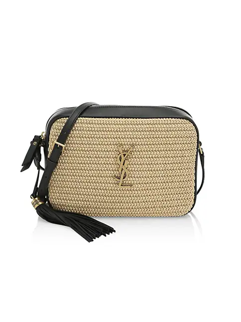 Saint Laurent Lou Medium YSL Monogram Raffia Camera Bag - Straw