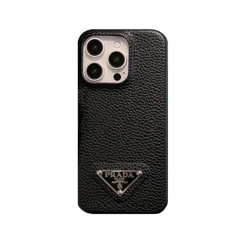 Leather PR Phone Case for iPhone Black