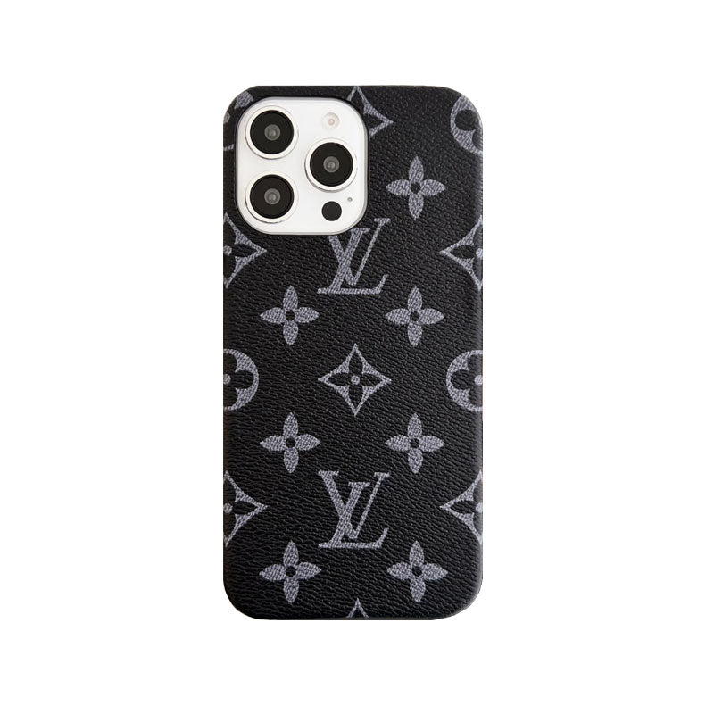 Classic Leather Monogram Phone Case for iPhone Large Print
