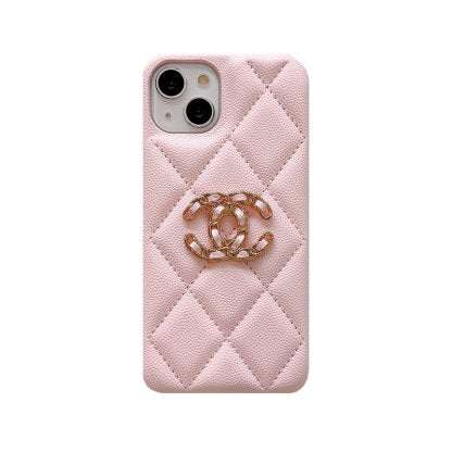 Classic Leather CC Phone Case for iPhone Pink
