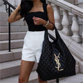 Saint Laurent Icare Maxi Shopping Bag in Quilted Lambskin - Black