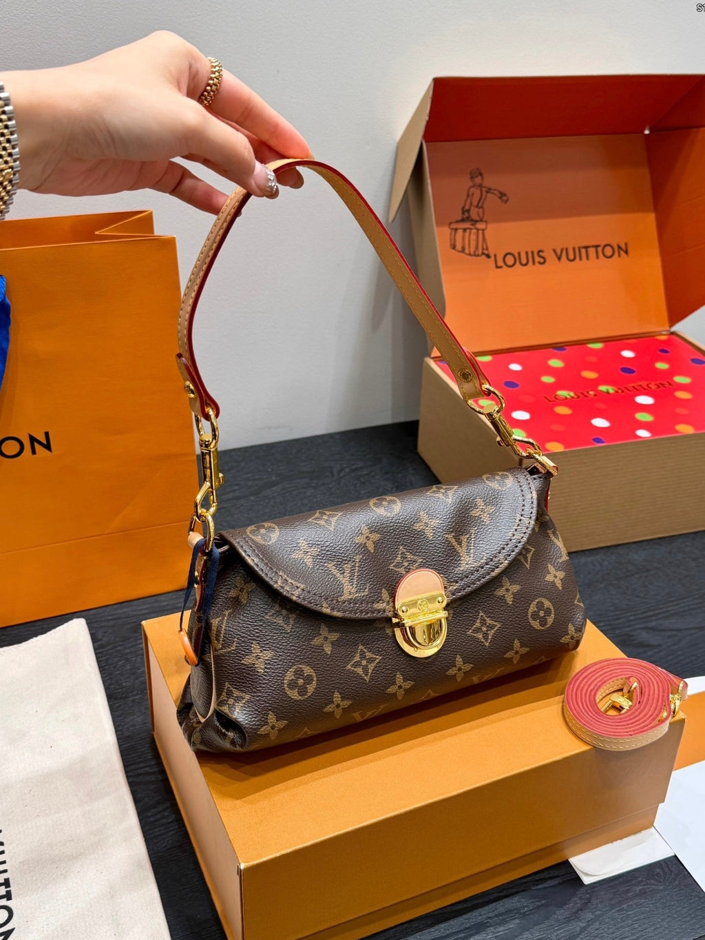 LV Pochette Métis Monogram Canvas Handle Crossbody Bag with Leather Trim and Shoulder Strap - Brown
