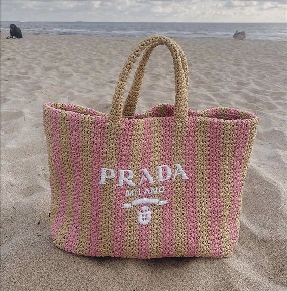 Prada Raffia Bag - Pink