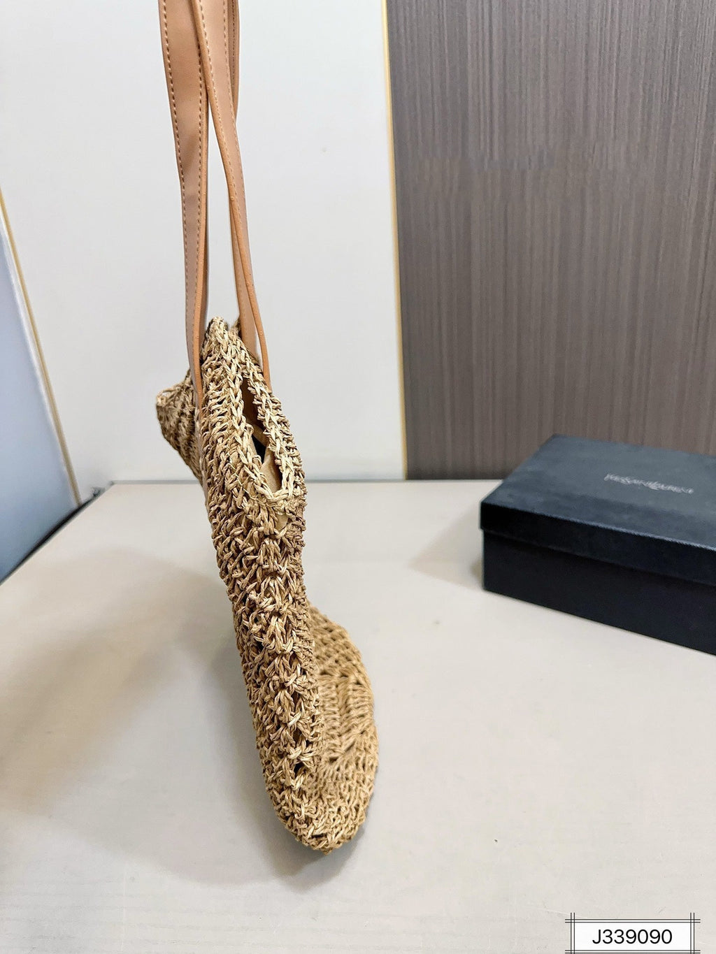 YSL Saint Laurent Vacation Casual Raffia Woven Tote Bag