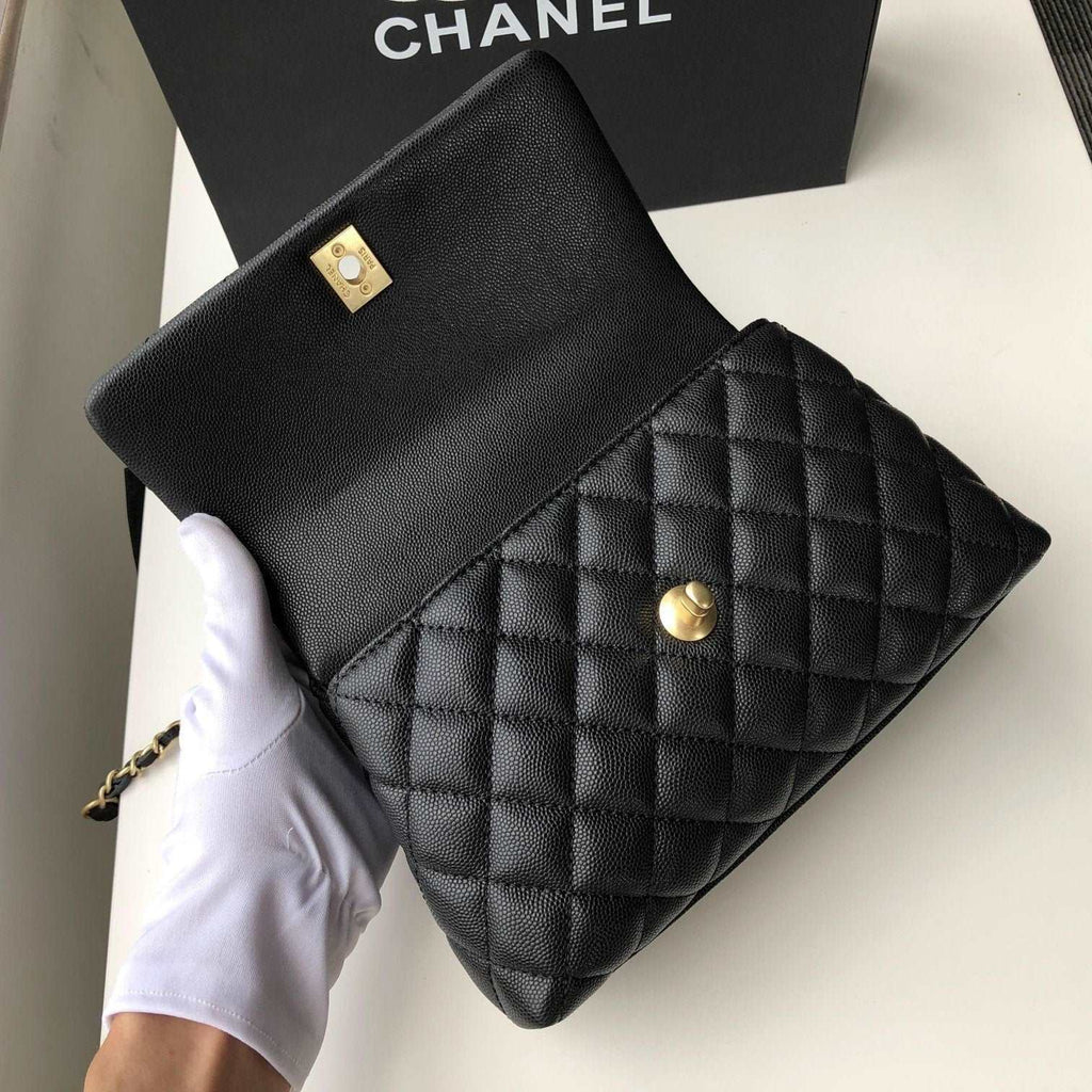 Chanel Small Flap Bag with Coco Handle - Black with Black Hardware