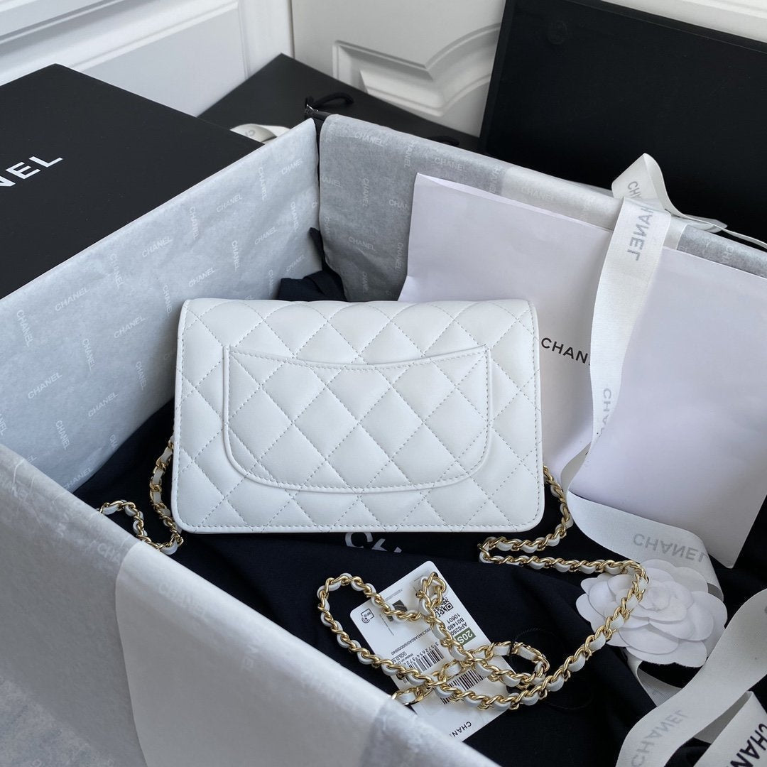 Chanel Wallet On Chain WOC White