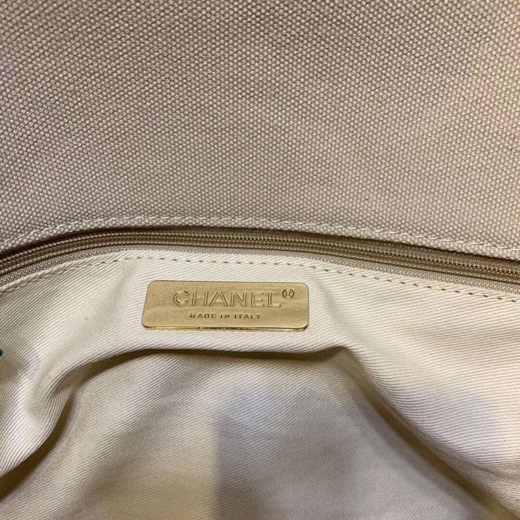 Chanel 19 Medium Denim Flap Bag Beige