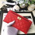 Chanel Caviar Quilted Zip Boy Pouch - Red