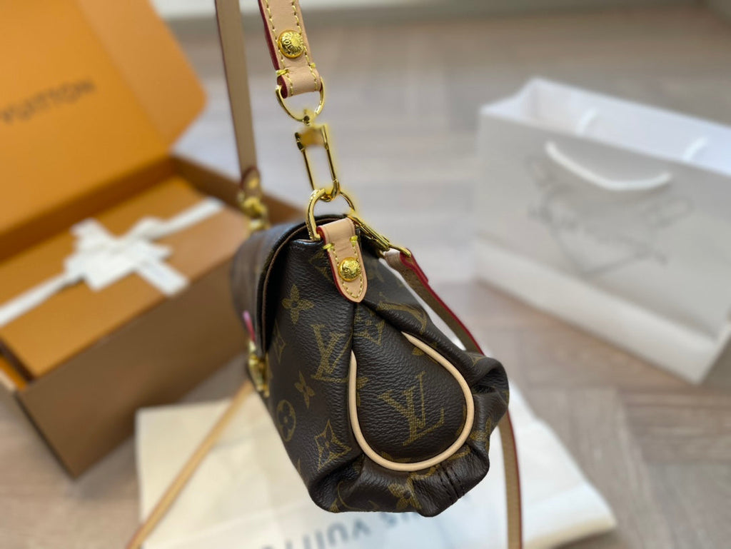 LV Pochette Métis Monogram Canvas Handle Crossbody Bag with Leather Trim and Shoulder Strap - Brown
