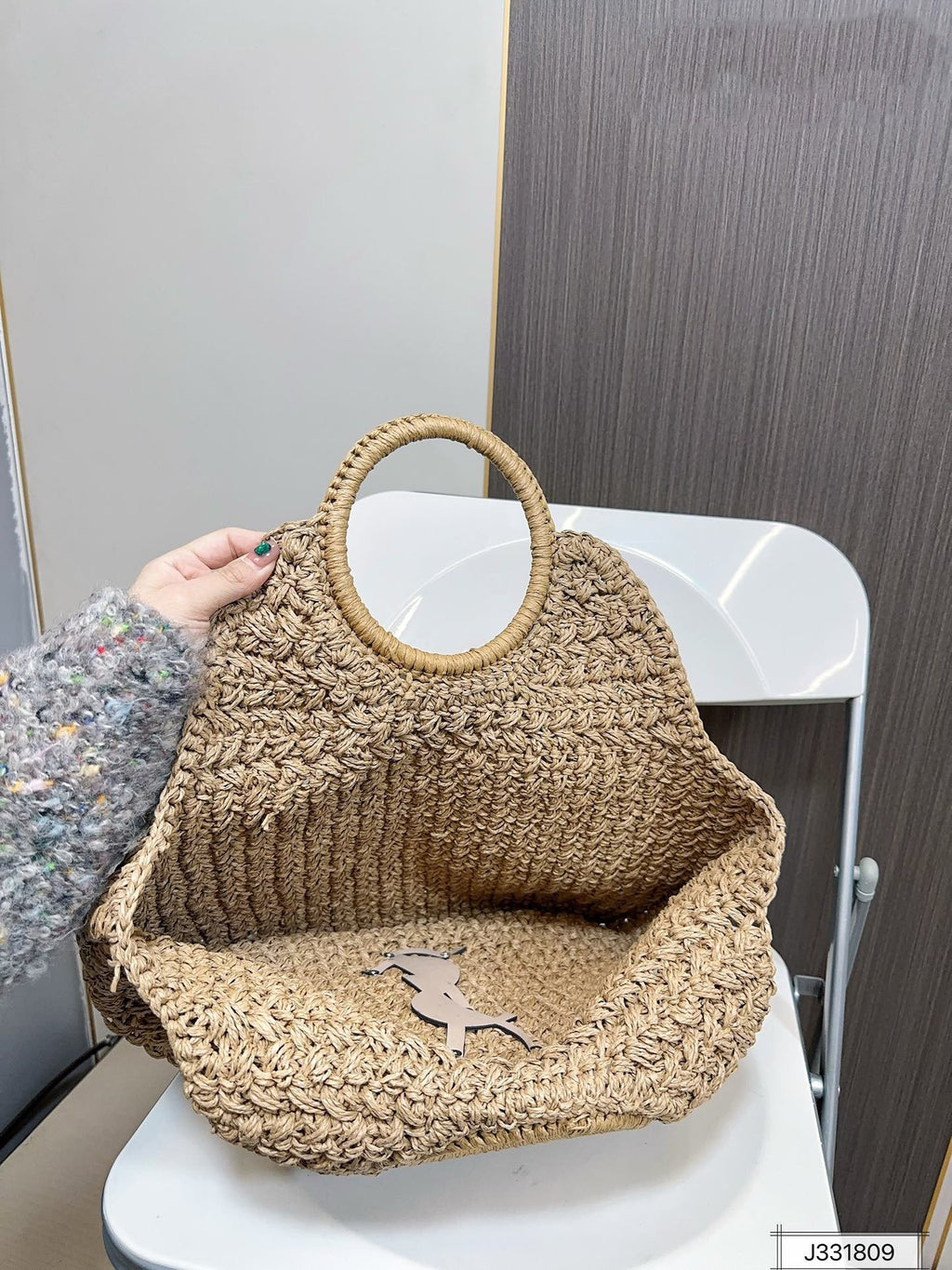 YSL Saint Laurent Summer Raffia Tote Bag