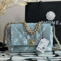 Chanel Sequin Quilted Medium Flap Bag - Sky Blue