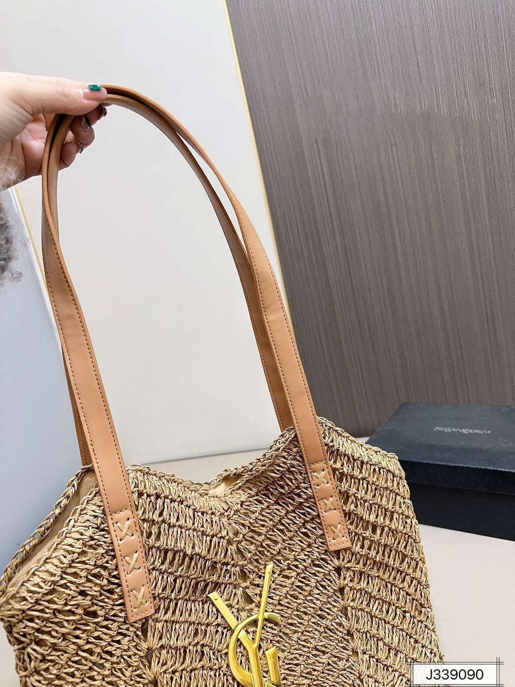 YSL Saint Laurent Vacation Casual Raffia Woven Tote Bag