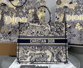 Dior Book Tote Large Blue Toile De Jouy Embroider