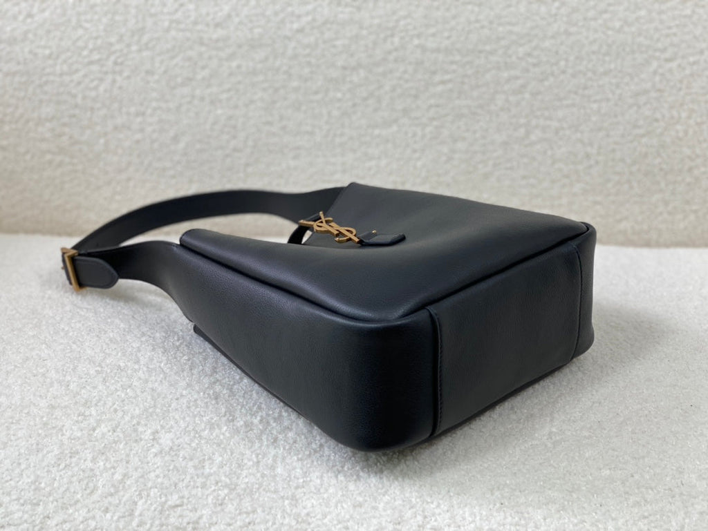 YSL Le 5 a 7 Supple Small Grained Leather Black Shoulder Bag