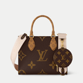 LV OnTheGo PM Monogram Reverse Canvas Tote Handle Bag with Double Handles and Adjustable Strap - Brown