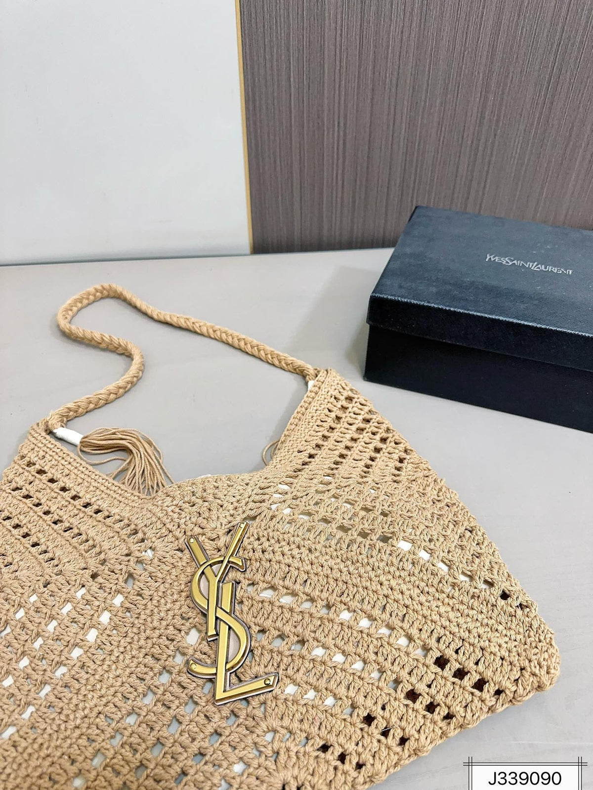 Saint Laurent YSL Raffia Tote Bag Beach Casual - Brown