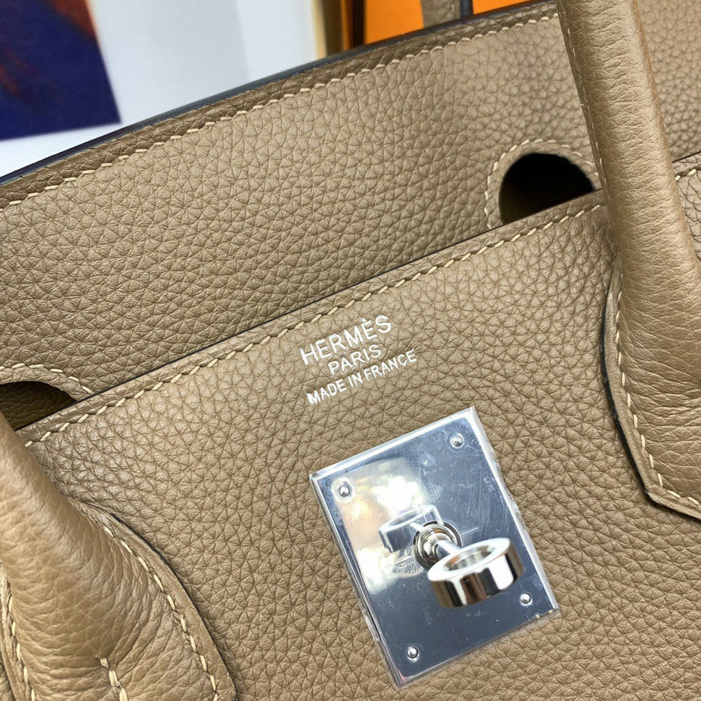 Hermes Birkin 30 Togo Etoupe Bag Silver Hardware Handbags (11.8in30cm) - Grey