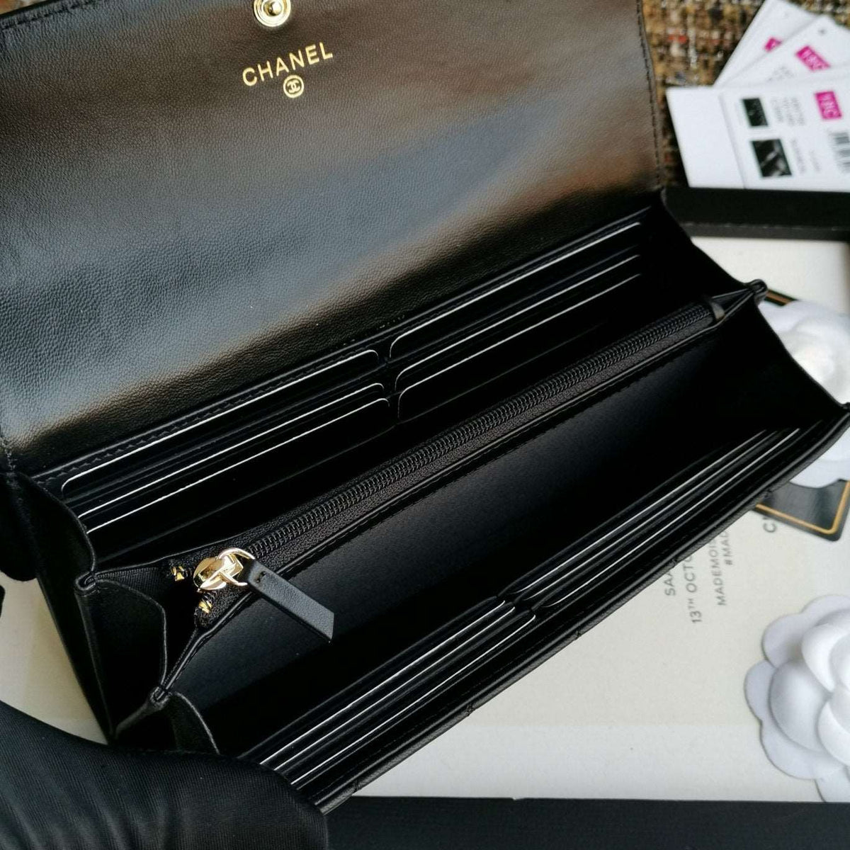 Chanel Boy Long Flap Wallet Lambskin - Black