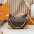 LV Boulogne Monogram Canvas Shoulder Crossbody Bag with Chain Strap and Leather Corners