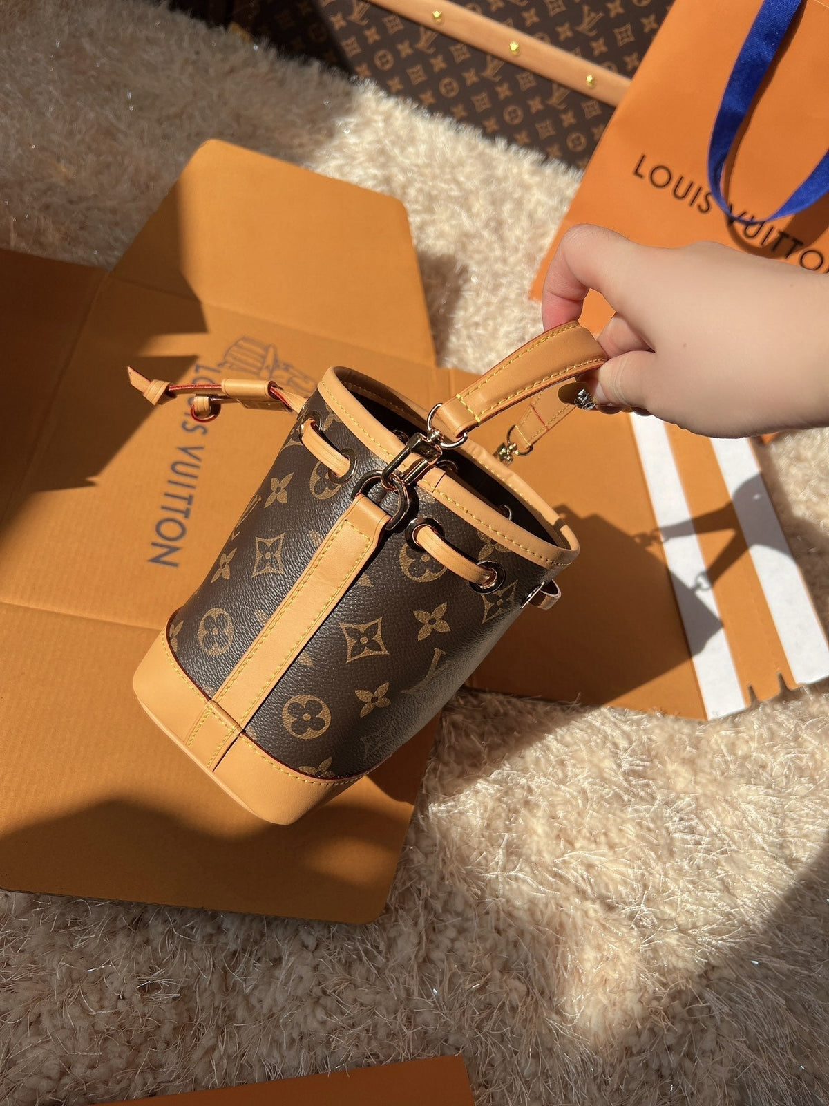 LV Nano Noé Monogram Canvas Mini Bucket Bag