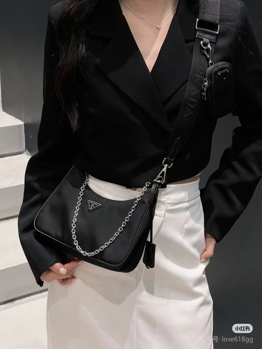 Prada Re-Edition 2005 Nylon Shoulder Bag – Black - Black with Silver-Tone Hardware