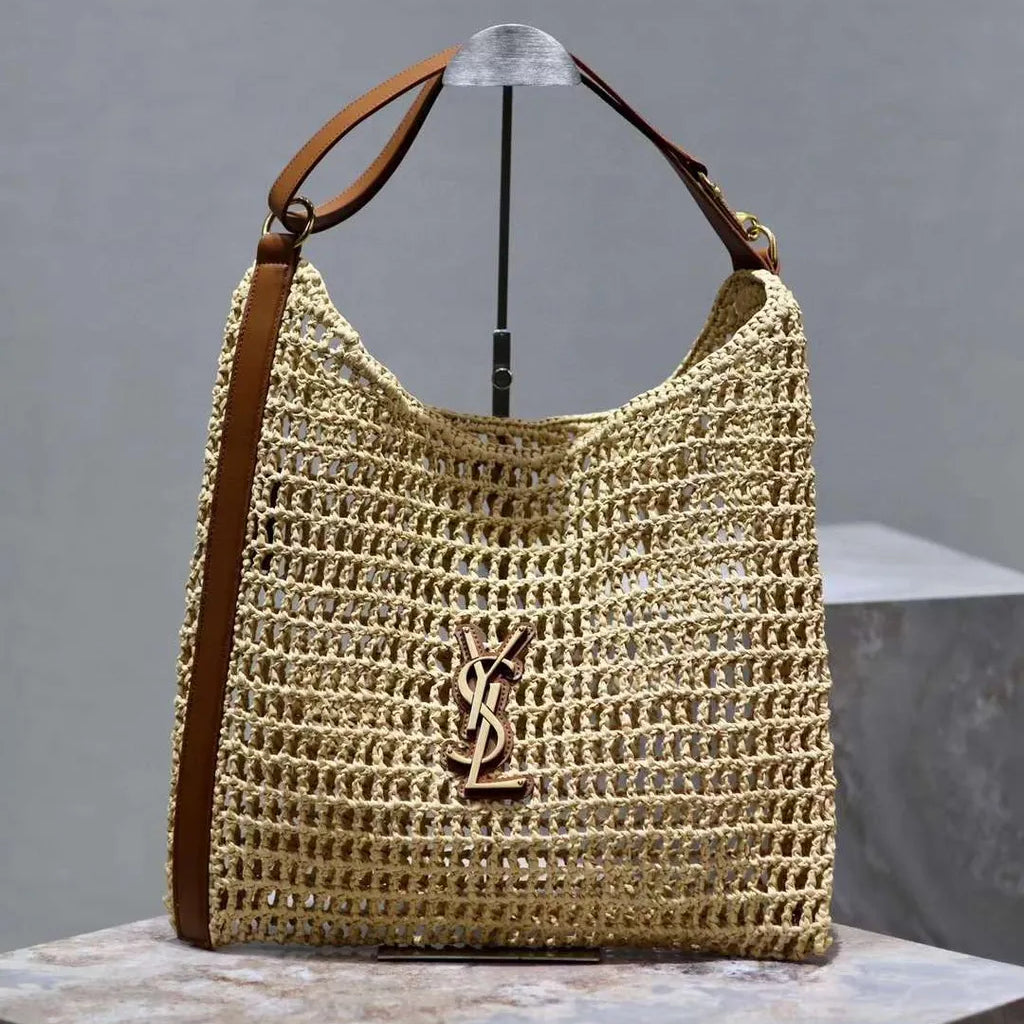 Saint Laurent YSL Raffia Tote Bag