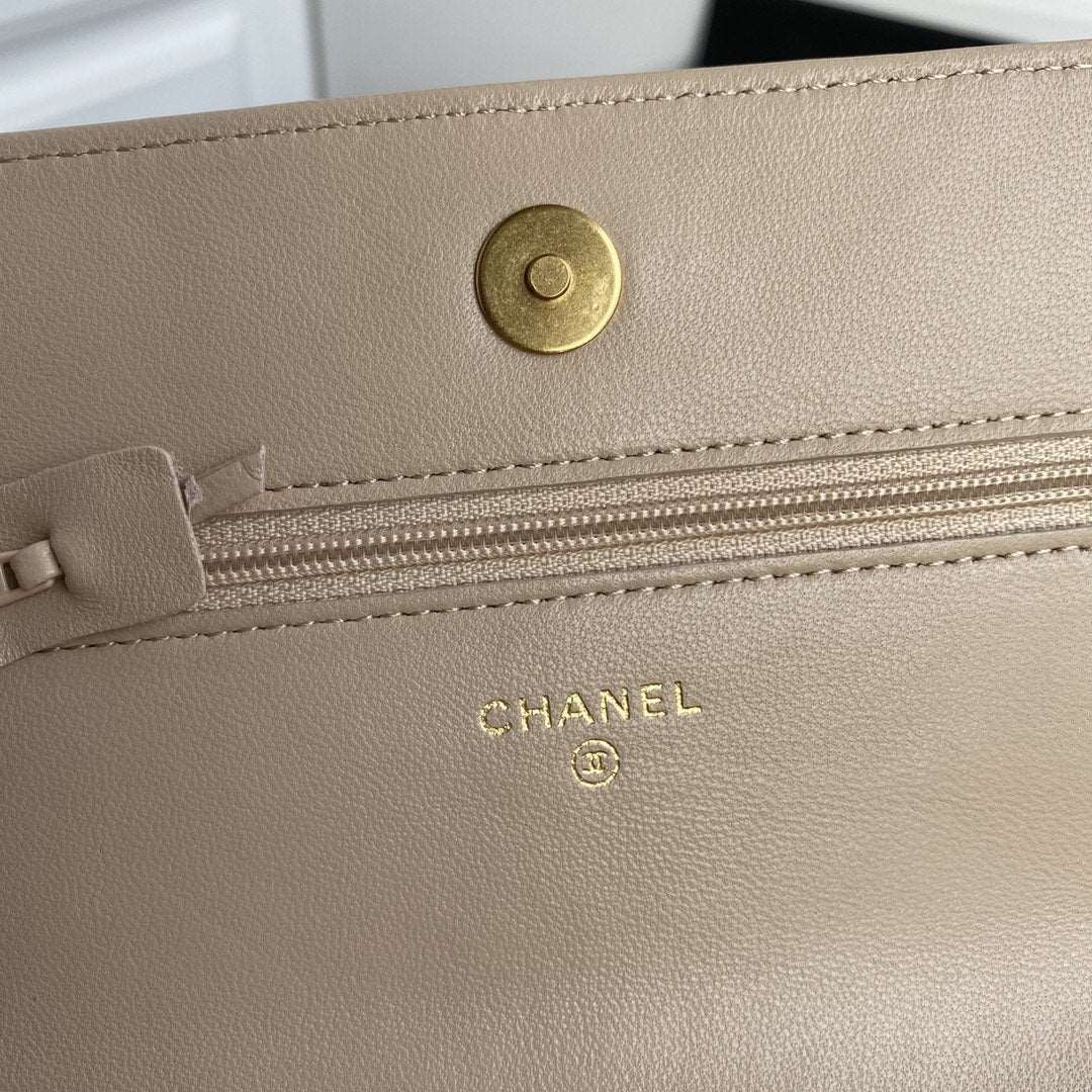 Chanel 19 Wallet On Chain WOC Beige