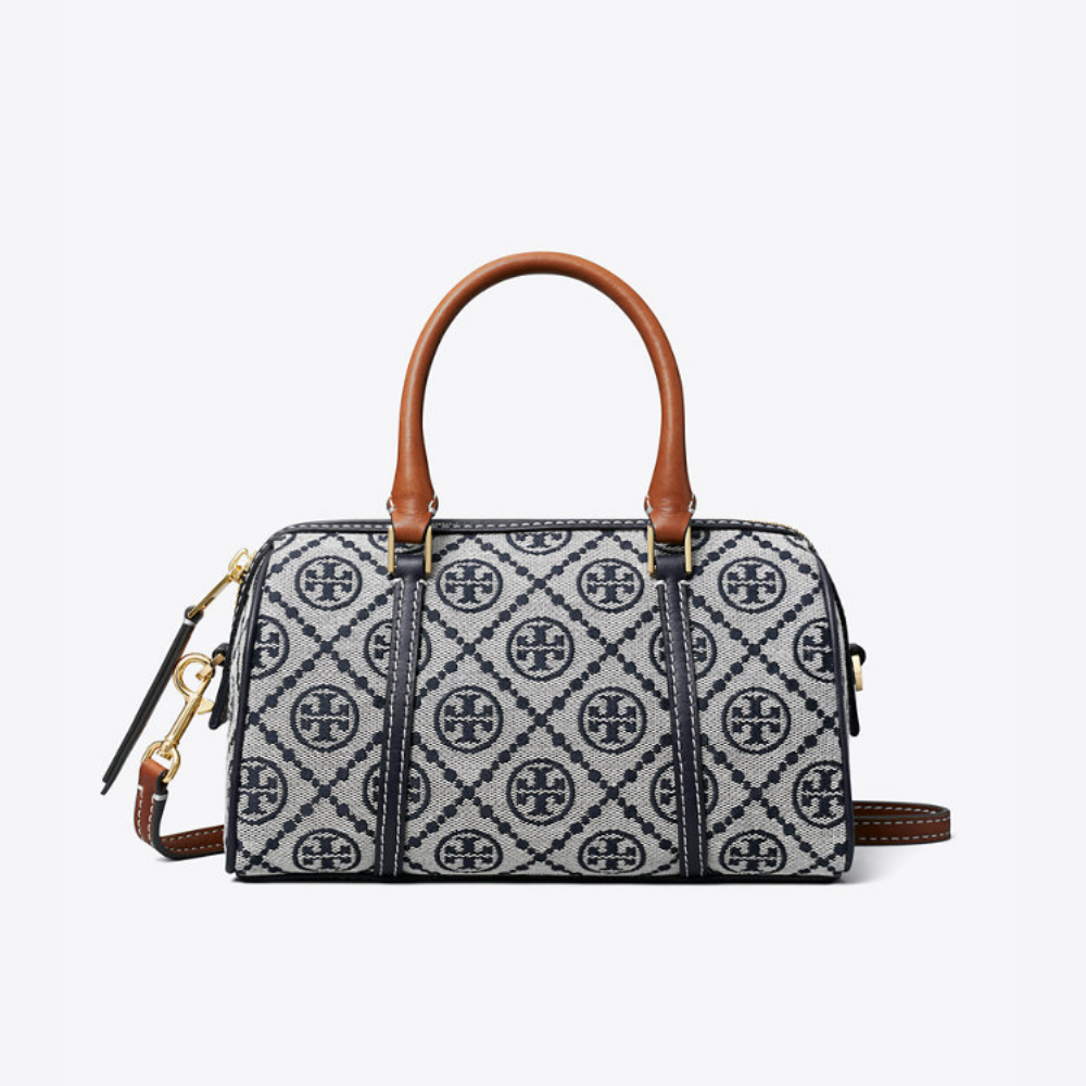 Tory Burch Monogram Mini Barrel Bag - Navy