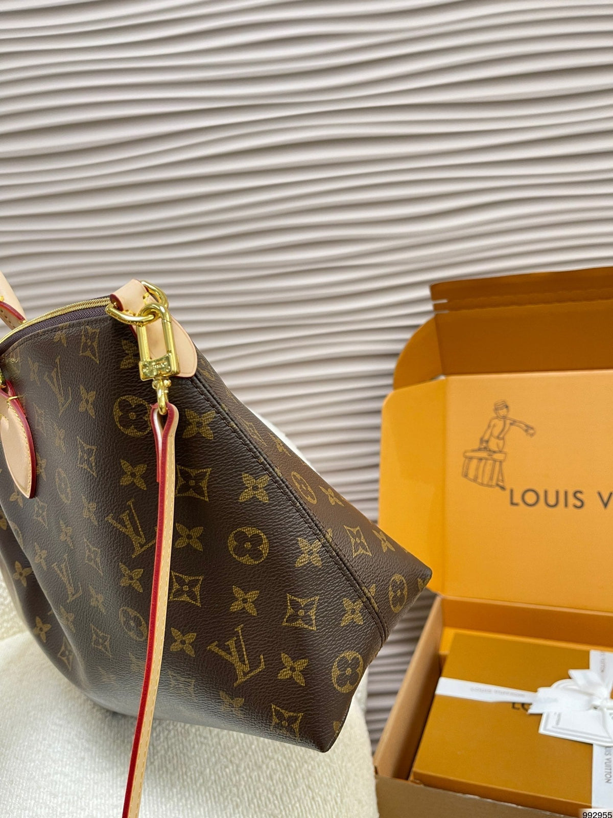 LV Boetie PM Monogram Canvas Tote Handle Bag with Drawstring Closure