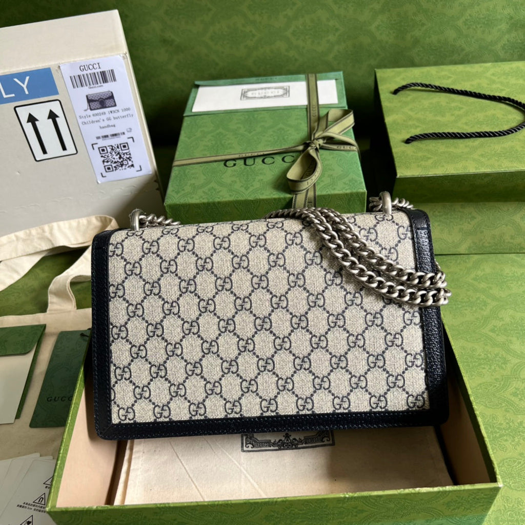 Gucci Dionysus GG Supreme Beige and Blue Shoulder Bag