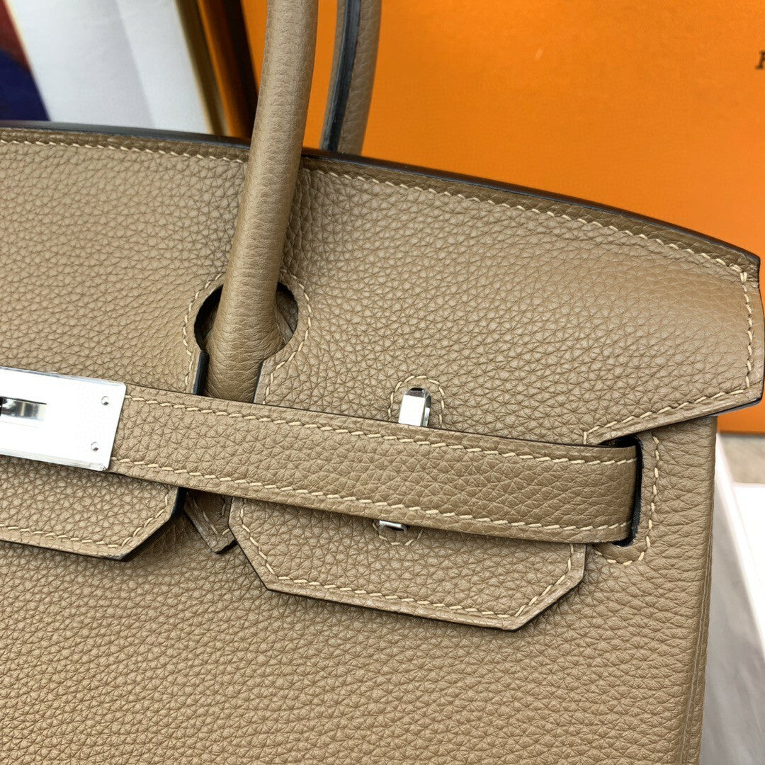 Hermes Birkin 30 Togo Etoupe Bag Silver Hardware Handbags (11.8in30cm) - Grey
