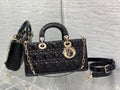 Dior Lady D-Joy Medium Patent Black Leather Bag