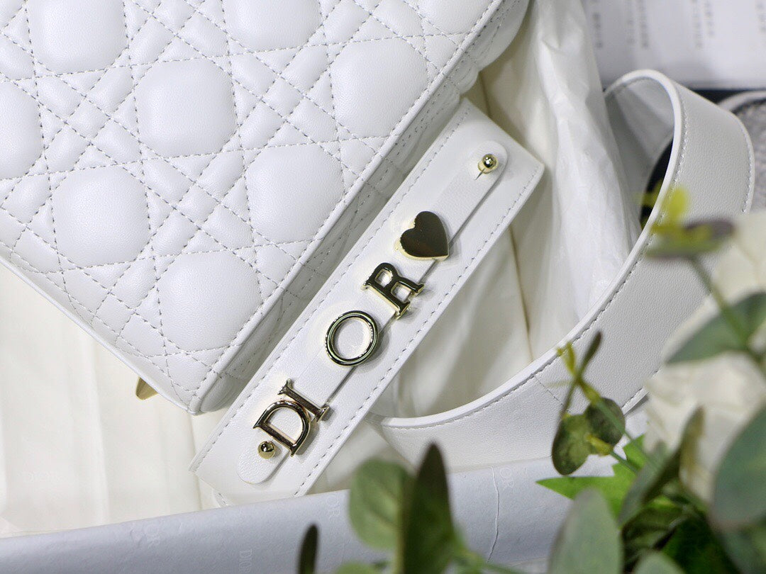 Dior Lady My Abcdior Lambskin Bag - White