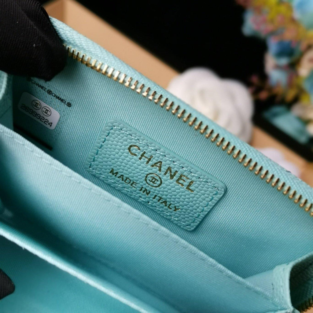 Chanel Zip Coin Wallet Tiffany Blue