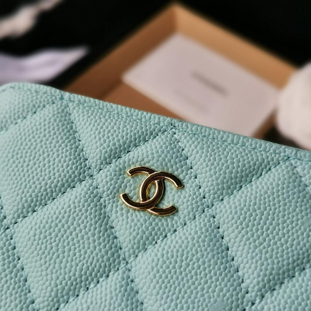 Chanel Zip Coin Wallet Tiffany Blue