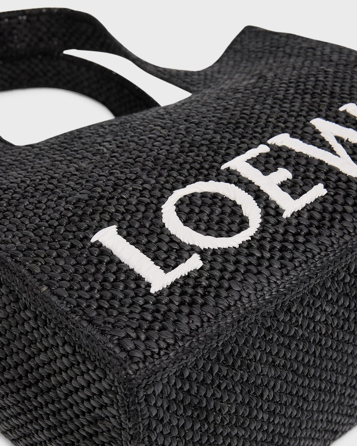 Loewe Logo Raffia Tote Bag - Black