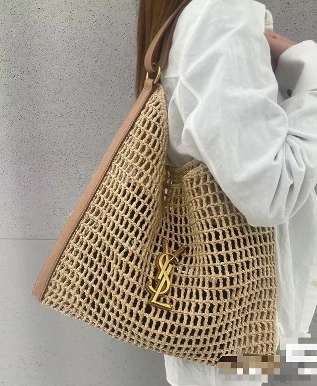 Saint Laurent YSL Raffia Tote Bag