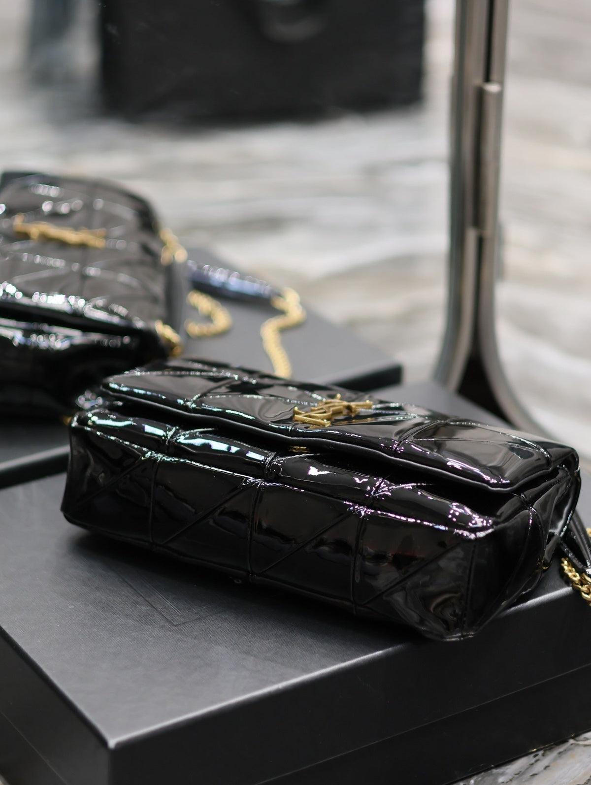 YSL Jaime Patent Black Bag