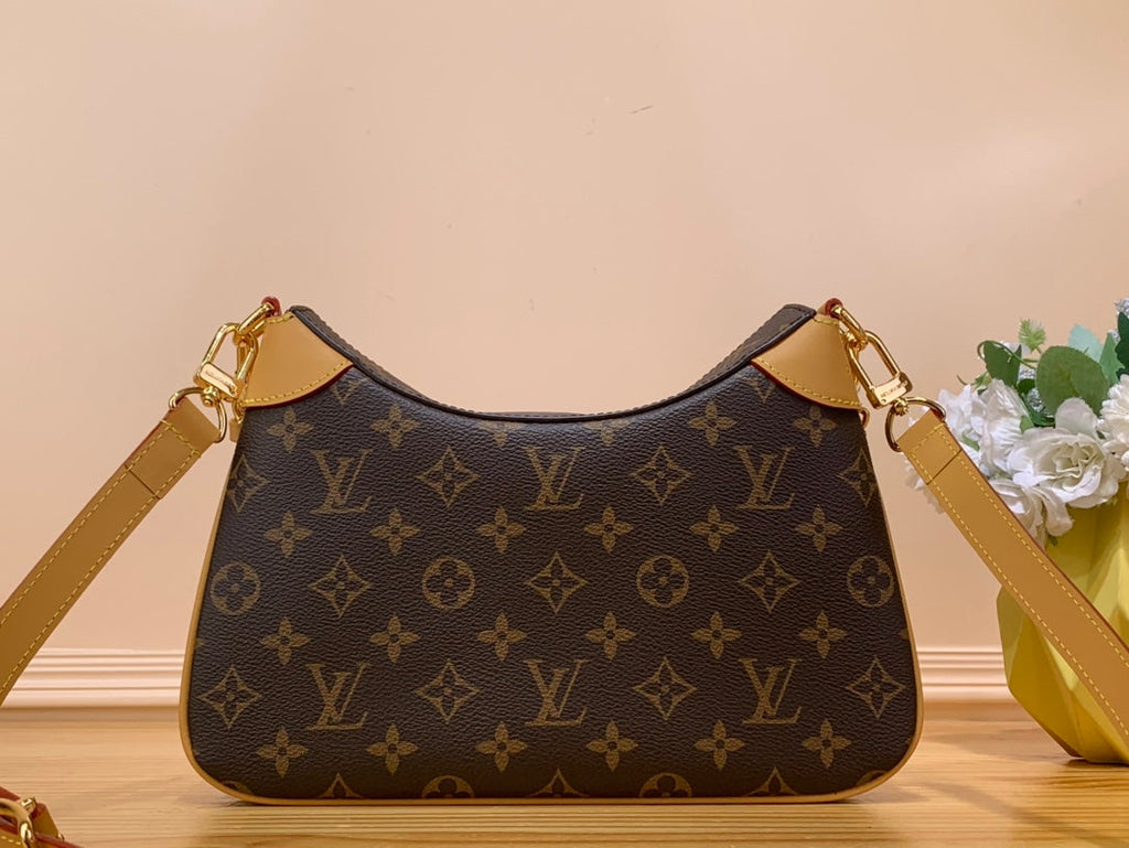 LV Twinny Monogram Canvas Shoulder Crossbody Bag with Chain Strap and Leather Trim - Brown