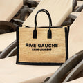 Saint Laurent Rive Gauche Tote Bag in Raffia and Leather - Straw