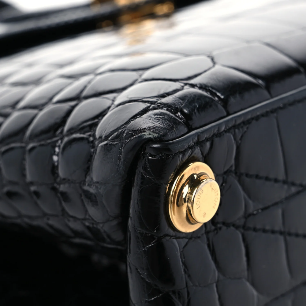 LV Rose Des Vents Mini Handbag - Alligator Matte Black