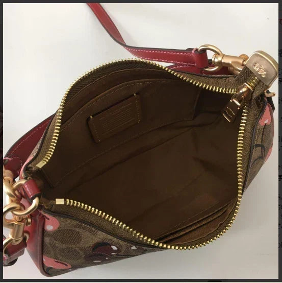 Teri Shoulder Bag Signature Canvas Cherry Print - Tan | Cherry