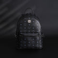 Mcm Stark Visetos Medium Backpack – Black Monogram with Studded Detailing - Black Monogram Print