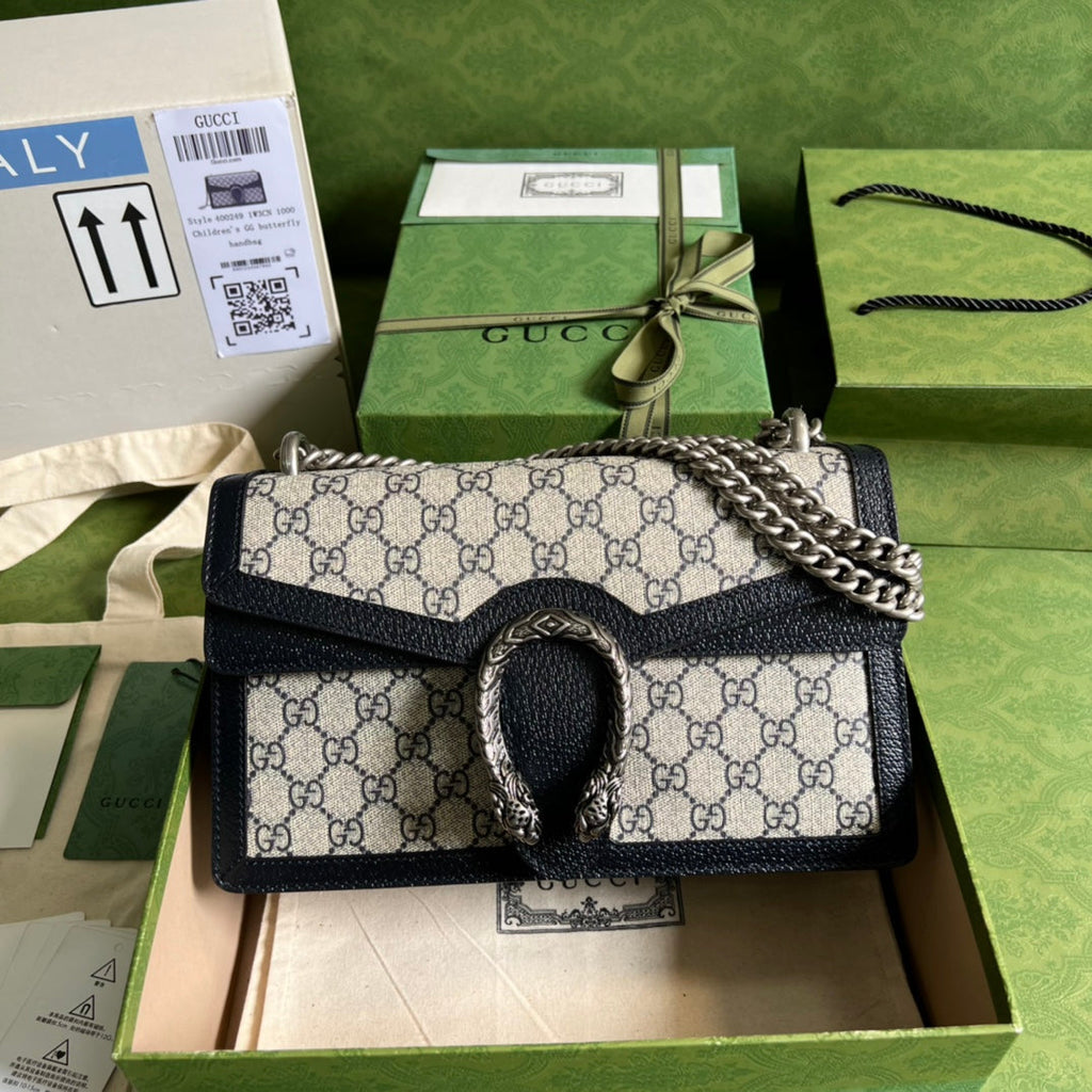 Gucci Dionysus GG Supreme Beige and Blue Shoulder Bag