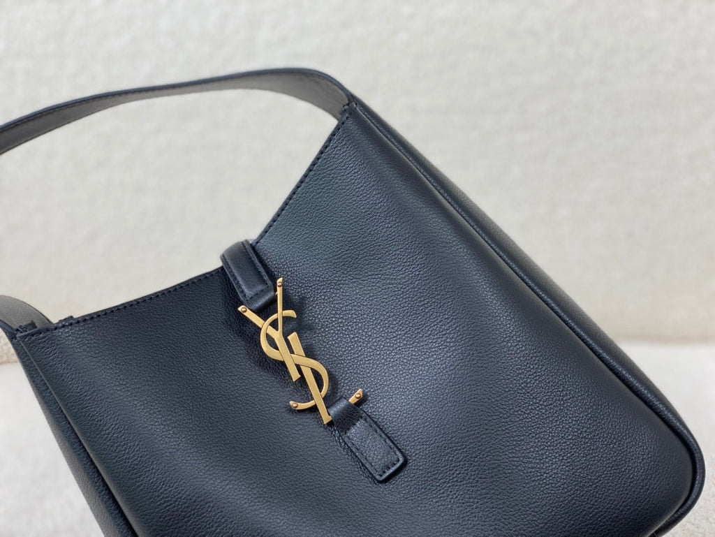 YSL Le 5 a 7 Supple Small Grained Leather Black Shoulder Bag