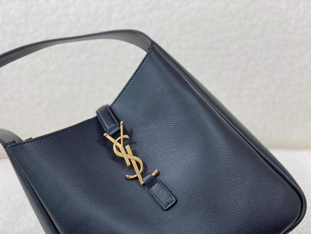 YSL Le 5 a 7 Supple Small Grained Leather Black Shoulder Bag