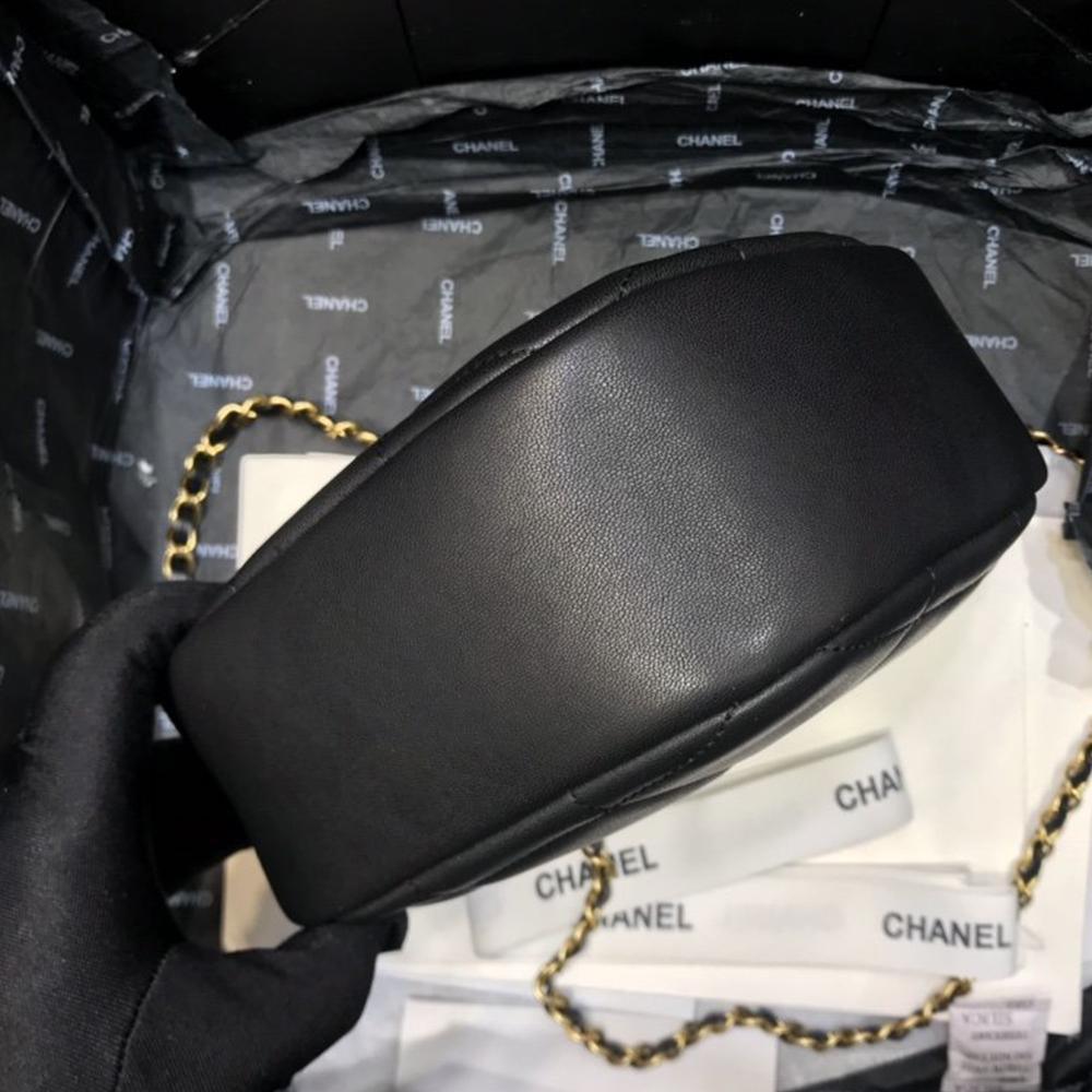 Chanel Runway Black Lambskin Leather Diamond Cut Bag