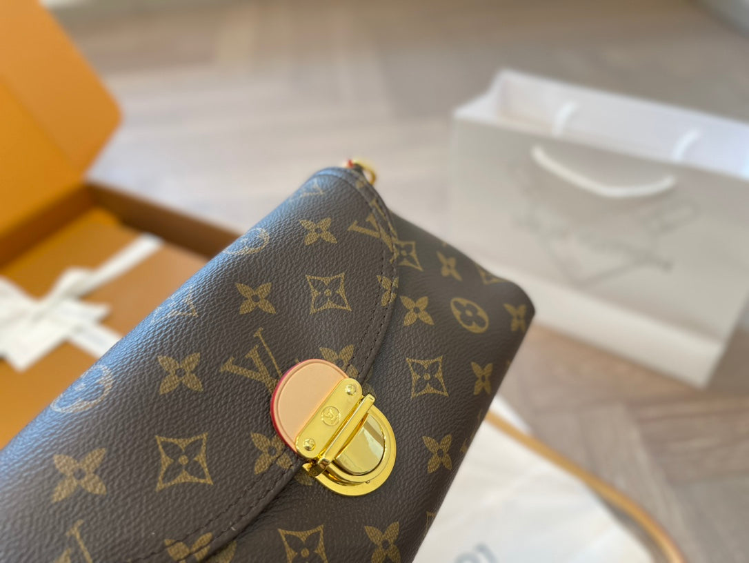 LV Pochette Métis Monogram Canvas Handle Crossbody Bag with Leather Trim and Shoulder Strap - Brown